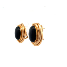 Load image into Gallery viewer, Elegant 14K Yellow Gold Black Onyx Earrings
