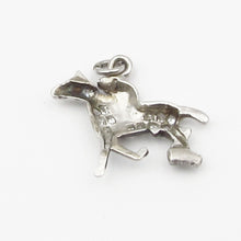 Load image into Gallery viewer, ART DECO Platinum Detailed Diamond Enamel HORSE Racing Charm
