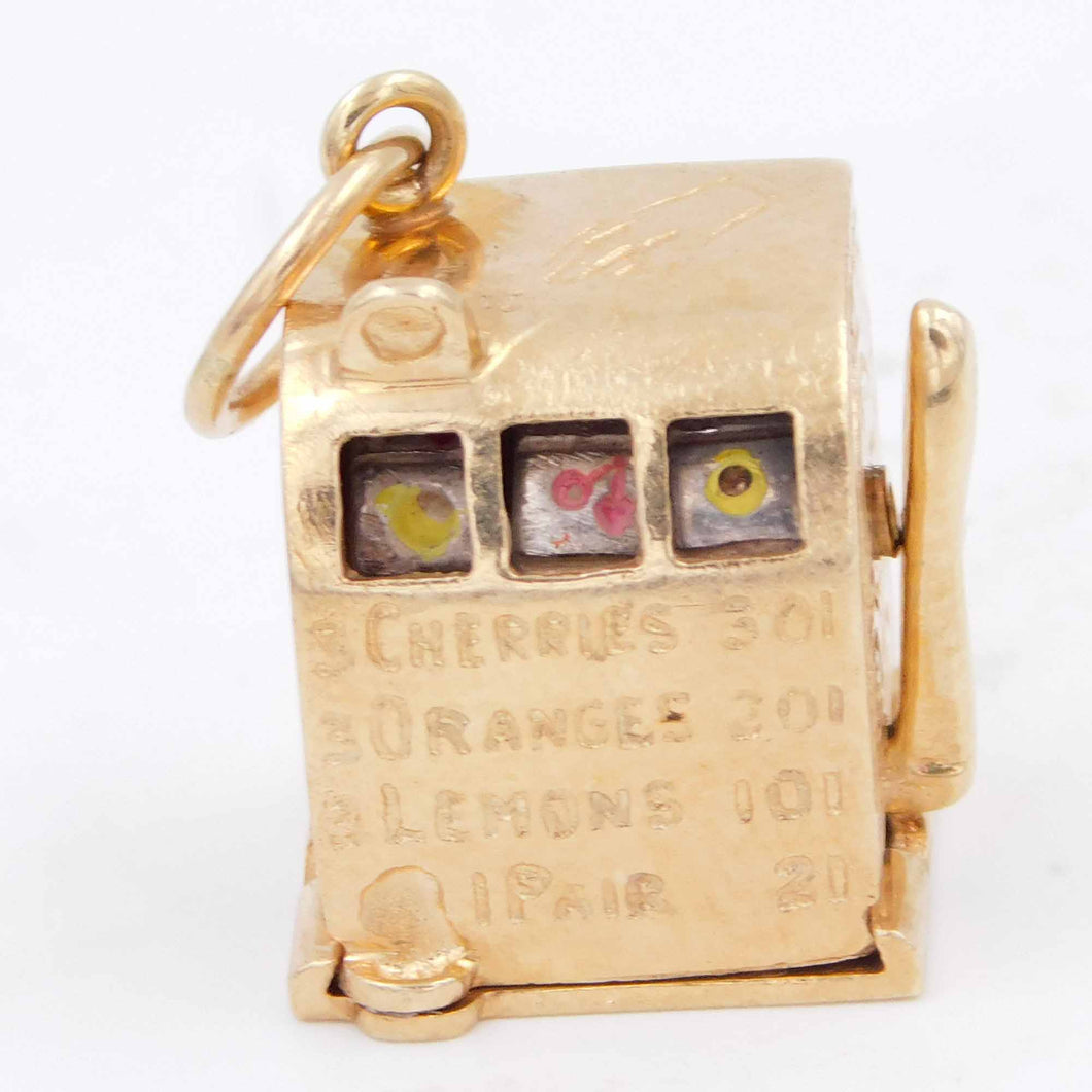 Working Vintage 14k Yellow solid Gold SLOT MACHINE Charm 5.3dwt