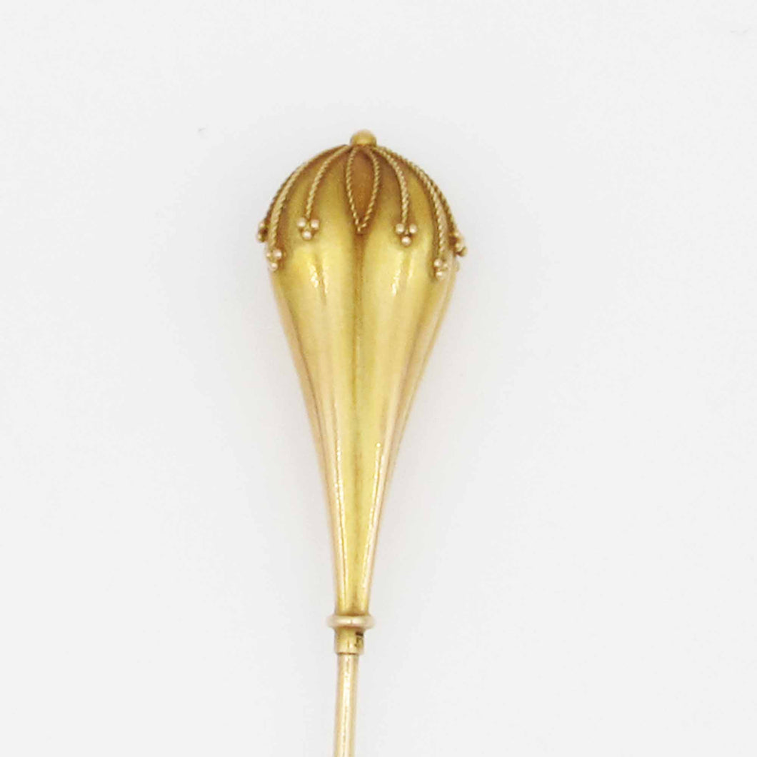 ANTIQUE Art Nouveau 14k Yellow Gold Beaded detailed HAT PIN hatpin